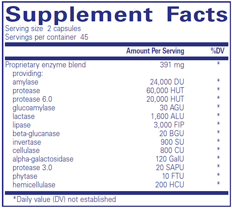 Digestive Enzymes Ultra 90 Caps (Pure Encapsulations) Supplement Facts
