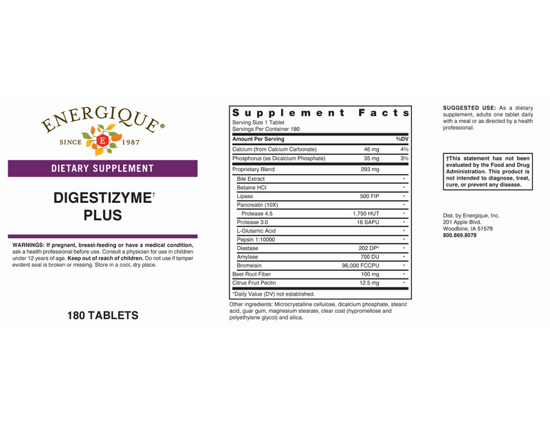 Digestizyme Plus (Energique) Label