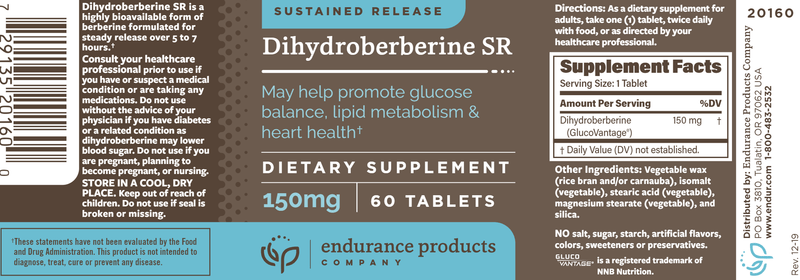 dihydroberberine sr (endurance product company) label