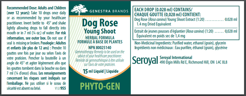 Dog Rose Young Shoot Genestra Label