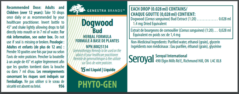 Dogwood Bud Genestra Label