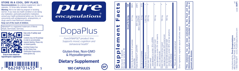 DopaPlus (Pure Encapsulations) Label