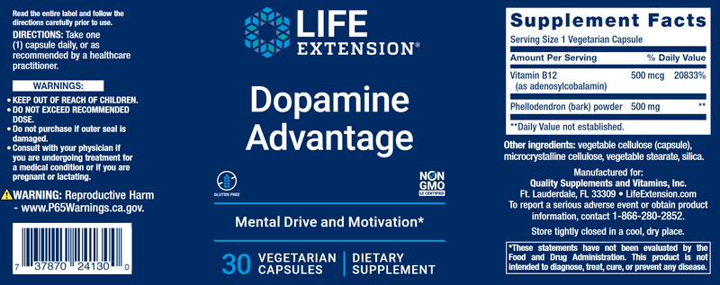 Dopamine Advantage (Life Extension) Label