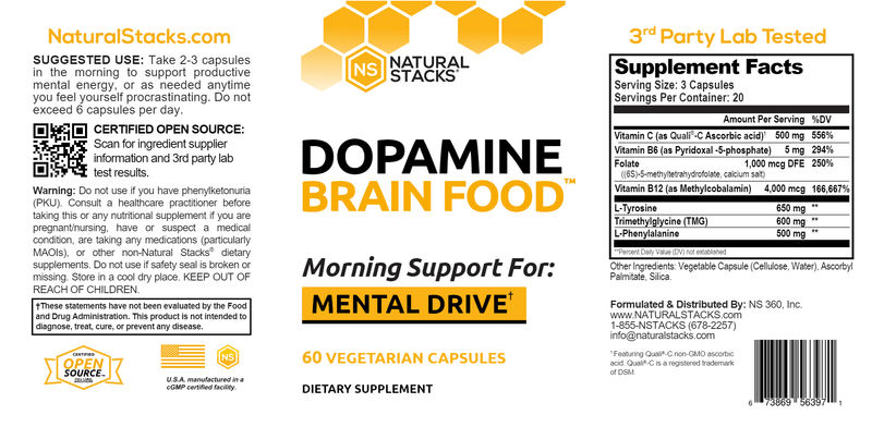 Dopamine Brain Food (Natural Stacks) Label