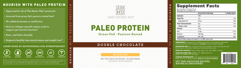 Double Chocolate Paleo Protein (Amy Myers MD) label