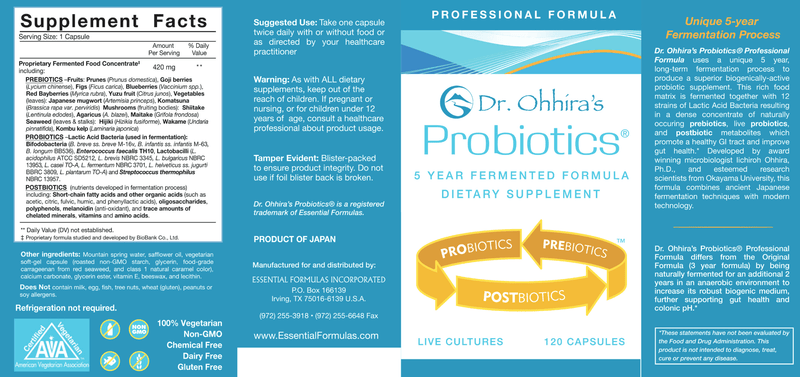 dr. ohhira's probiotics essential formulas label