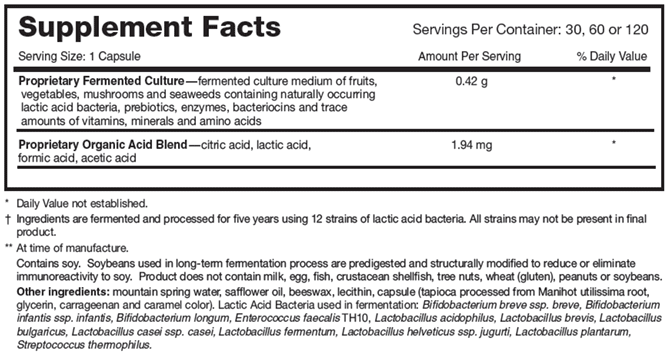 Dr Ohhira's Probiotic Plus/Prof Supplement Facts Label