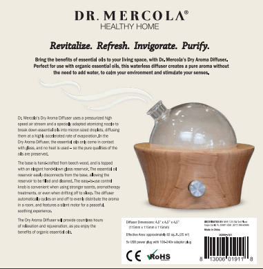 Dry Aroma Diffuser (Dr. Mercola) Label