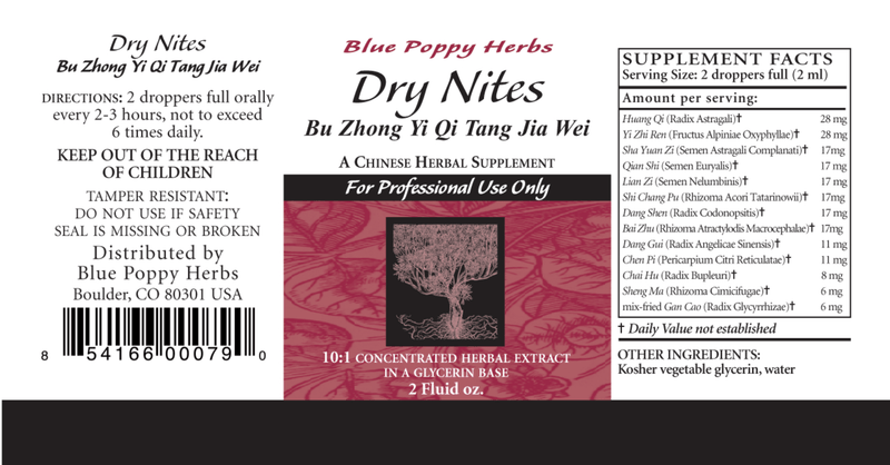 Dry Nites (liquid) (Blue Poppy) Label