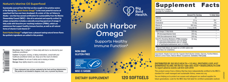 Dutch Harbor Omega (Big Bold Health) Label