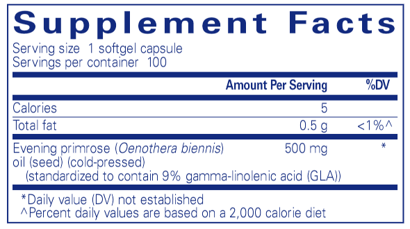 E.P.O. (evening primrose oil) 100 Caps (Pure Encapsulations) Supplement Facts