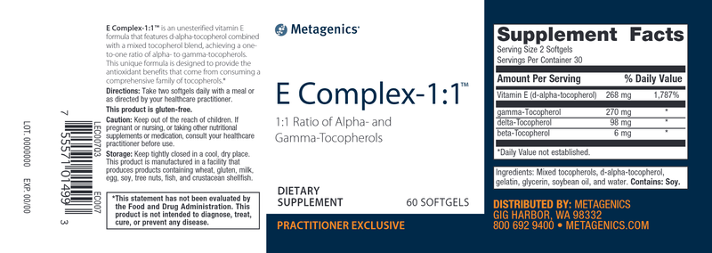 E Complex 1:1 (Metagenics) Label