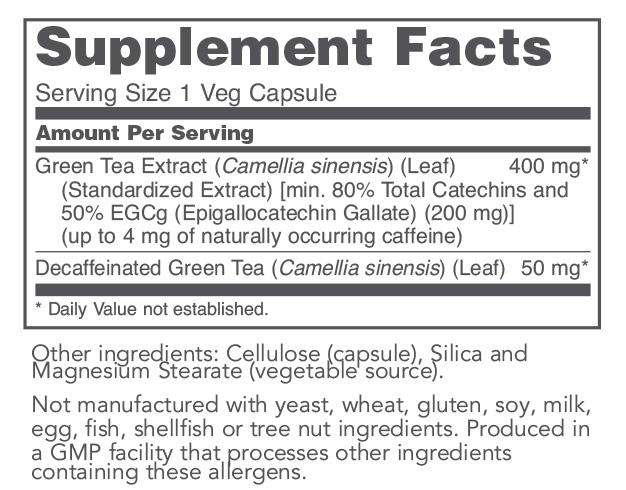 EGCg Green Tea Extract (Protocol for Life Balance) Supplement Facts