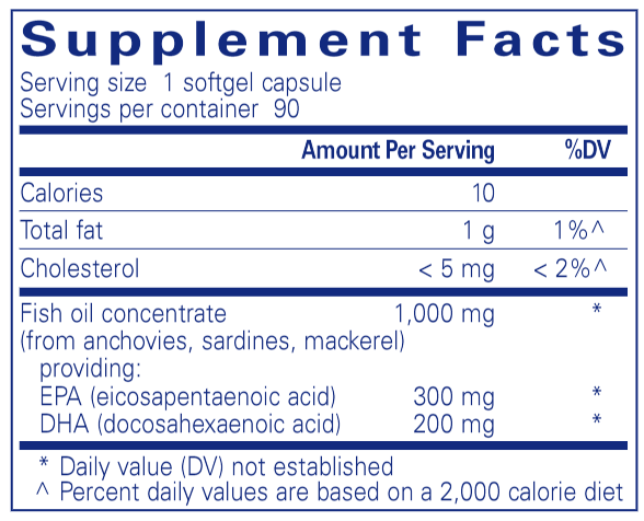 EPA/DHA Essentials (Pure Encapsulations) 90ct Supplement Facts