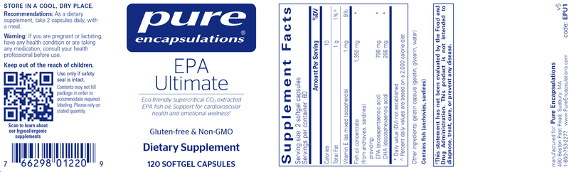 EPA Ultimate (Pure Encapsulations) Label