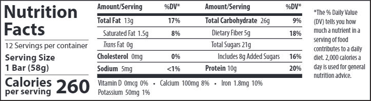 EatClean Bar (Trace Minerals Research) Nutrition Facts