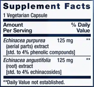 Echinacea Elite (Life Extension) Supplement Facts
