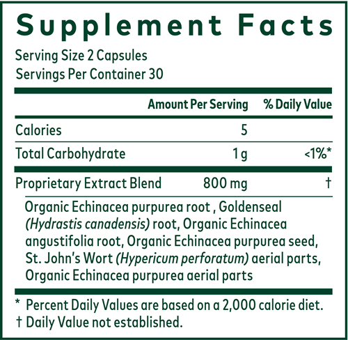 Echinacea Goldenseal (Gaia Herbs Professional Solutions) supplement facts
