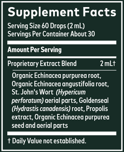 Echinacea Goldenseal Supreme 2oz (Gaia Herbs) supplement facts