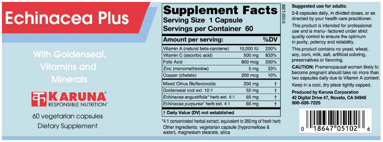 Echinacea Plus (Karuna Responsible Nutrition) Label