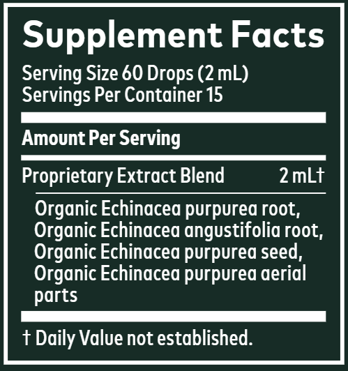 Echinacea Supreme, Glycerin Based (Gaia Herbs) 1oz supplement facts