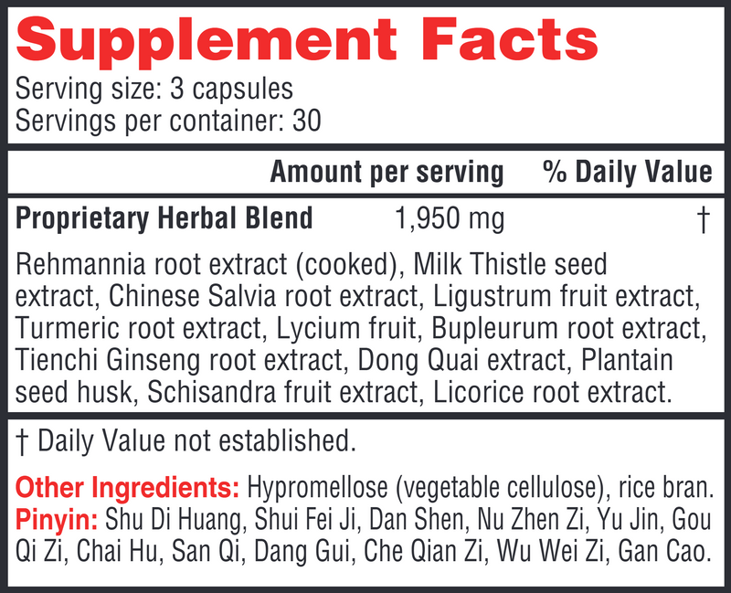 Rehmannia & Milk Thistle (Health Concerns) 90ct Supplement Facts
