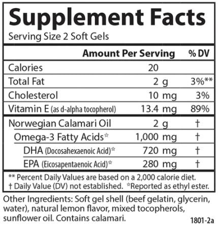 EcoSmart 90+30 Softgels (Carlson Labs) Supplement Facts