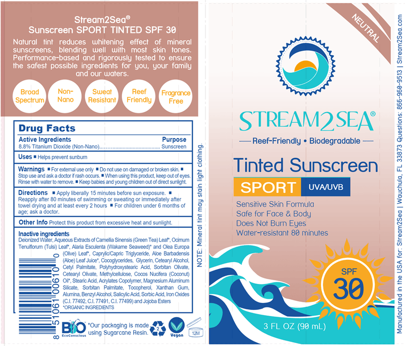 EcoTinted Sunscreen SPF 30 (Stream2Sea) Label