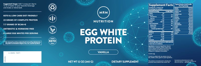 Egg White Protein Vanilla (Metabolic Response Modifier) Label