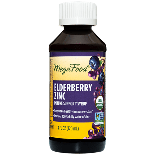 Elderberry Zinc Immune Syrup (MegaFood) 4 oz Front