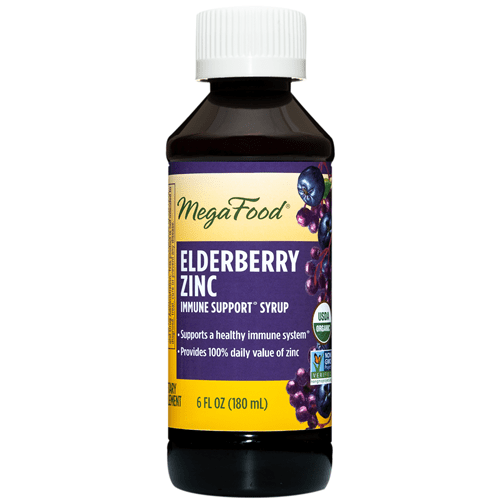 Elderberry Zinc Immune Syrup (MegaFood) 6 oz Front