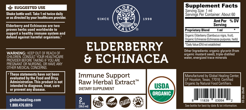 Elderberry and Echinacea (Global Healing) Label