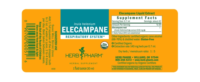 Elecampane (Herb Pharm) Label
