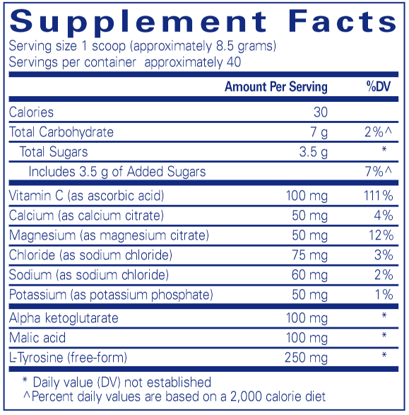 Electrolyte/Energy formula 340 g (Pure Encapsulations) Supplement Facts