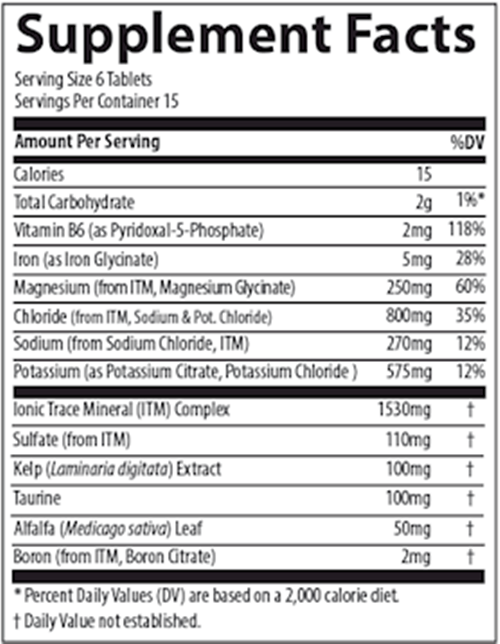 Electrolyte Stamina 90ct Trace Minerals Research supplement facts