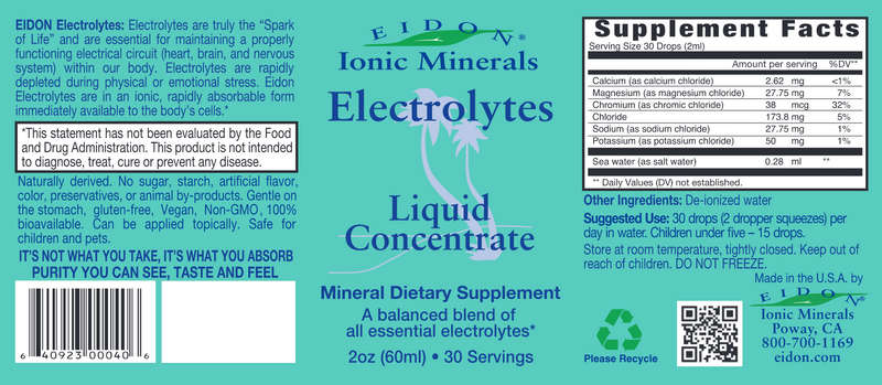 electrolytes liquid eidon label