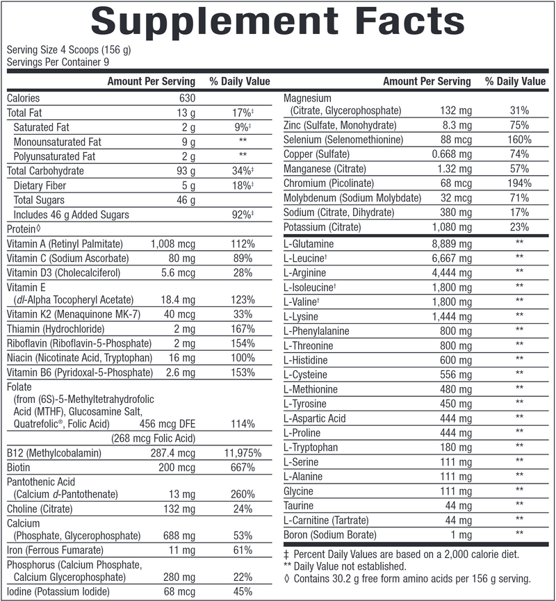 ElementalAll Diet (Bioclinic Naturals) Chocolate Supplement Facts