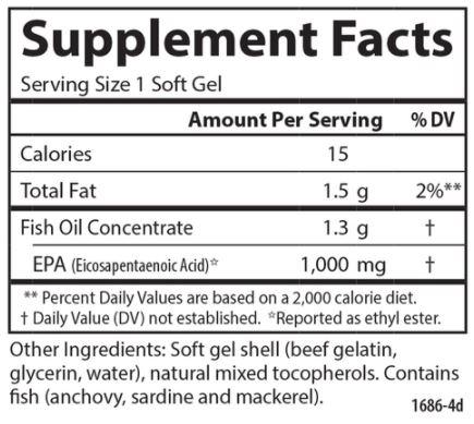 Elite EPA Gems Supplement Facts Label