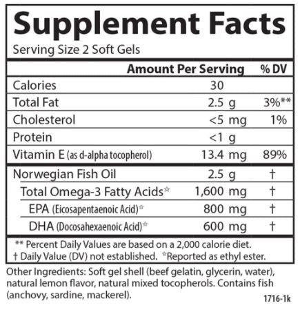 Elite Omega 3 Gems (Carlson Labs) Supplement Facts