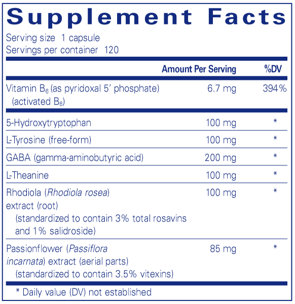 Emotional Wellness 120 Caps (Pure Encapsulations) Supplement Facts