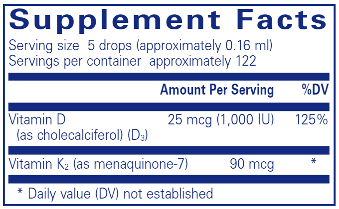 EmulsiSorb K2/D3 liquid (Pure Encapsulations) Supplement Facts