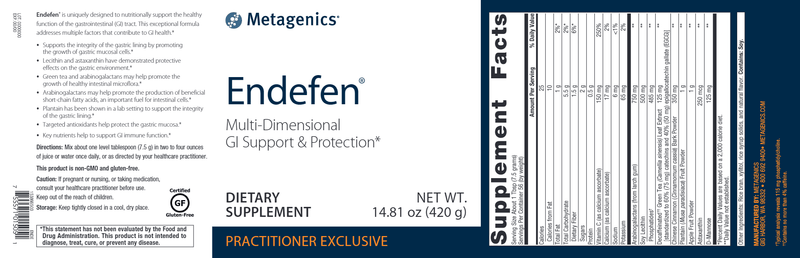 Endefen (Metagenics) Label