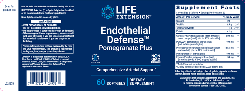 endothelial defense pomegranate plus label