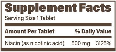 Endur-acin 500 mg (Endurance Product Company) Supplement Facts