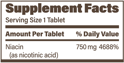Endur-acin 750 mg (Endurance Product Company) Supplement Facts