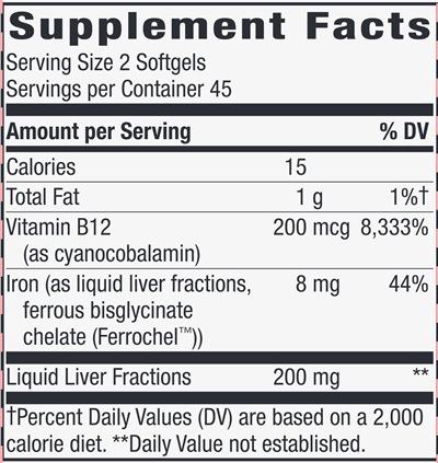 Energizing Iron* (Nature's Way) Supplement Facts