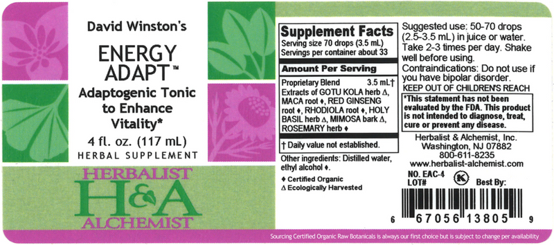 Energy Adapt (Herbalist Alchemist) Label