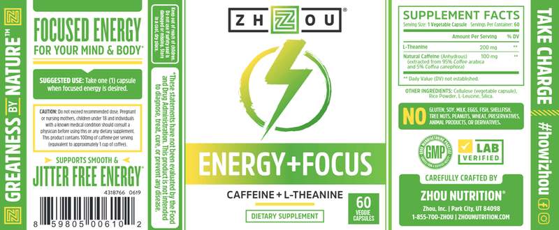 Energy + Focus (ZHOU Nutrition) Label