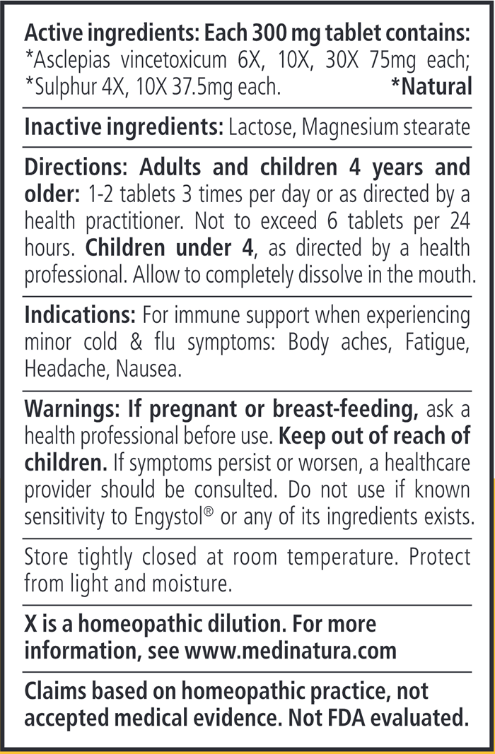 Engystol Tablets (MediNatura Professional) Drug Facts