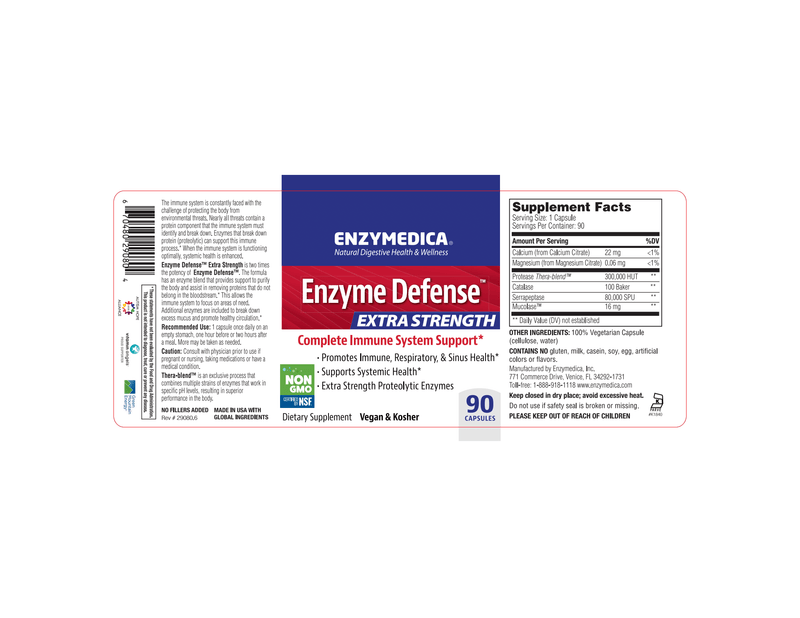 Enzyme Defense Extra Strength (Enzymedica) Label